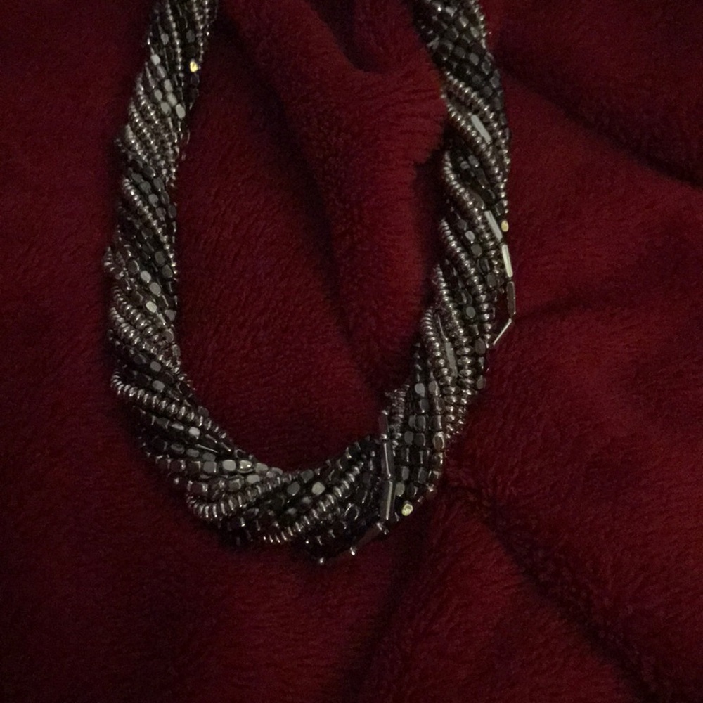 Black And Silver Adjustable Statement Necklace - image 4